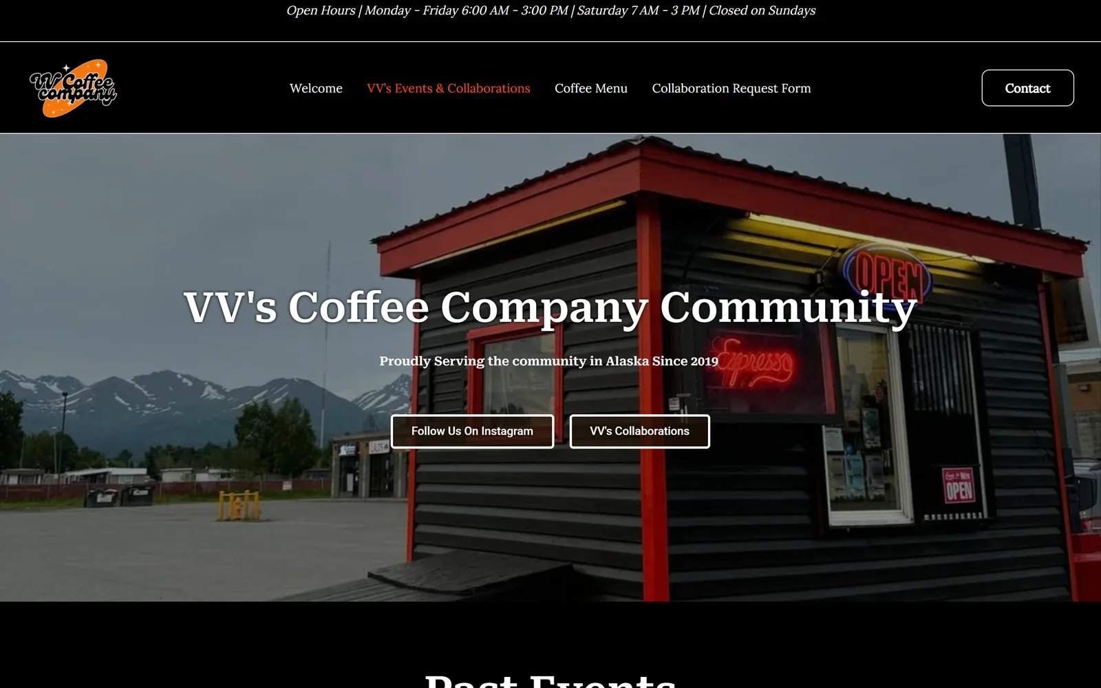 Before: the old events page, a gallery grid of flyers